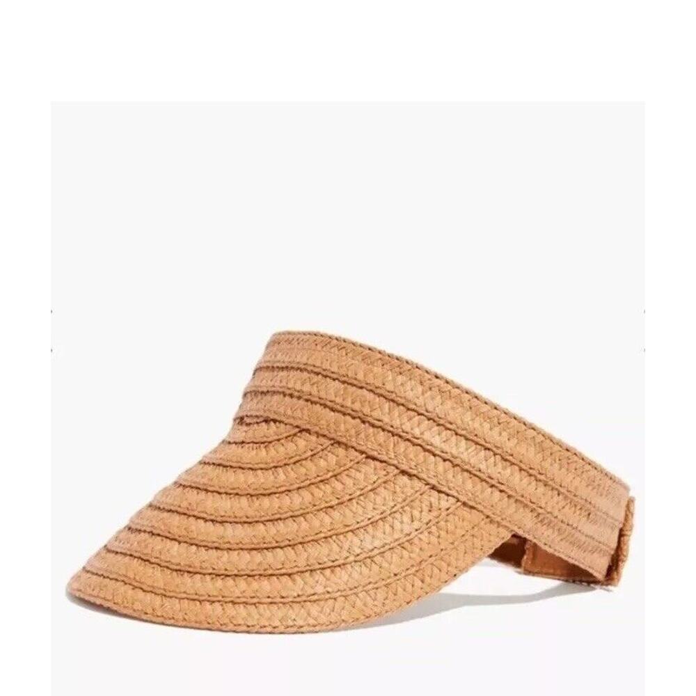 Madewell Womens Packabale Visor Hat Straw Brown Adjustable Beach One Size - Picture 3 of 10